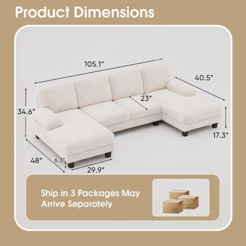 Furniwell U-Shaped Convertible Sectional Sofa Couch - Image 2