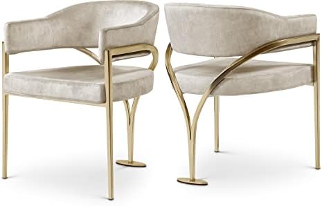 Meridian Furniture 553Stone-C Madelyn Collection Modern | Contemporary Velvet by Unknown