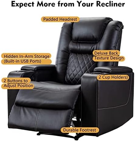 CANMOV Electric Power Recliner Chair Set of 3, Breathable Leather Home Theater - Image 3