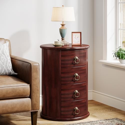 Tribesigns Solid Wood End Table, Round Side Table - Image 6