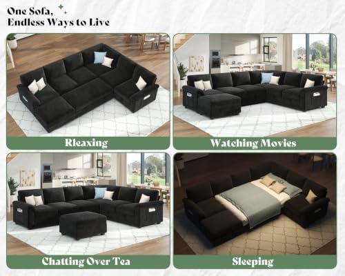 AMERLIFE 104" Sofa Bed, Sectional Sleeper Sofa - Image 3