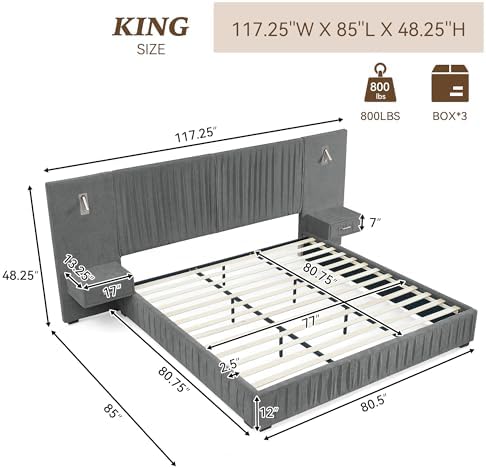 King Size Chenille Platform Bed - Image 2