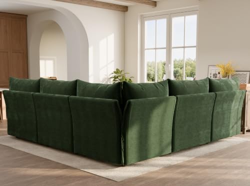 ABCASA Oversized Modular Sectional Sofa Green, L-Shaped Convertible Couch - Image 5
