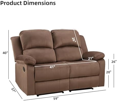 EBELLO Manual Loveseat Recliner Sofa, Soft Microfiber Reclining Couch - Image 2