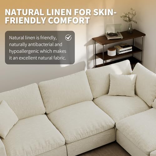 Modern Sectional Linen Couch for Living Room V-Shape Sofas, 6 Seat Modular - Image 3