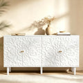 59" Buffet Cabinet with Storage, Floral Embossed 4 Door Sideboard by WelcometoFurnitureSalon