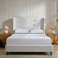 California King Size Upholstered Bed Frame, Elegant Simplicity/Strong Wood by Unknown