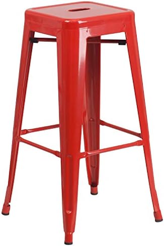 Flash Furniture 30 in Metal Indoor/Outdoor Backless Barstool - Image 5
