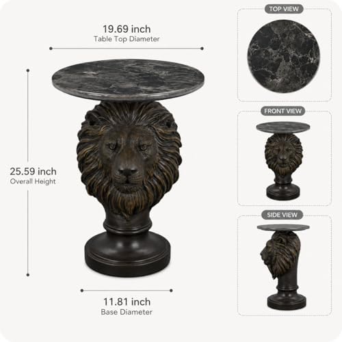 26" Luxury Lion Head Side Table - Image 2