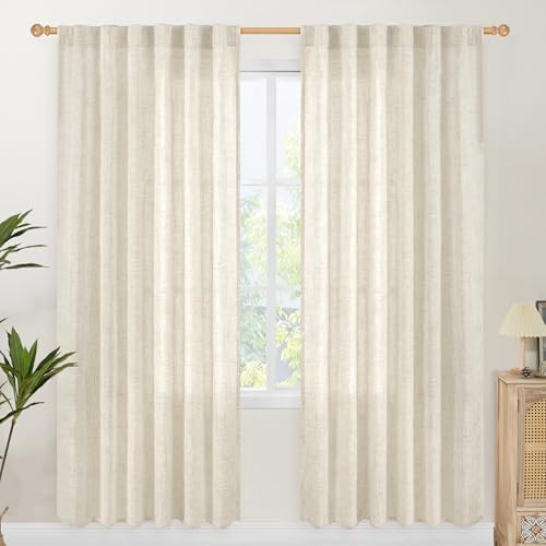 YoungsTex 78 Inch Length Linen Semi Sheer Curtains by YoungsTex