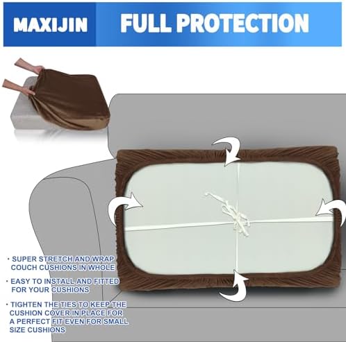 MAXIJIN Velvet Stretch Couch Cushion Covers Soft Sofa Cushion Cover Replacement - Image 4