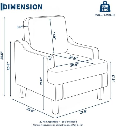 Garvee 2Pcs Accent Chair, Upholstered Armchair - Image 2
