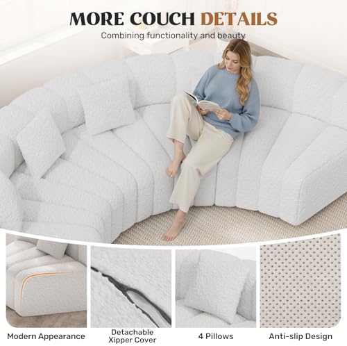 Luxanimarion 2PCS 1/8 Round Modular Sectional Sofa, 2 Seater Modern Curved - Image 6