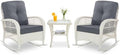 VIVIJASON Outdoor Rocking Chairs Set of 2, 3 Piece Patio Wicker Bistro Set by VIVIJASON
