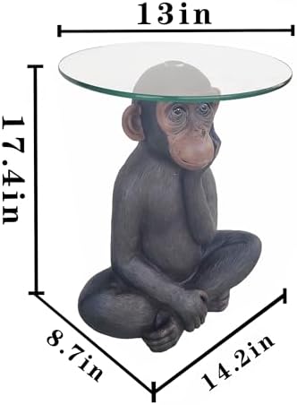 Animal Resin Side Table, Monkey Shaped Tempered Glass Coffee Table - Image 3