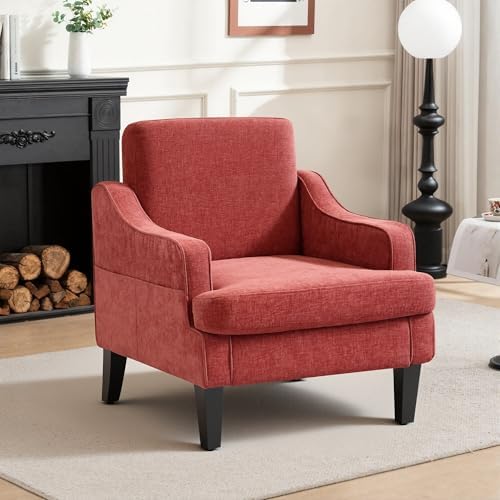 Accent Chair for Living Room, Mid-Century Arm Chair Chenille Fabric Living Room by GAOHAPY