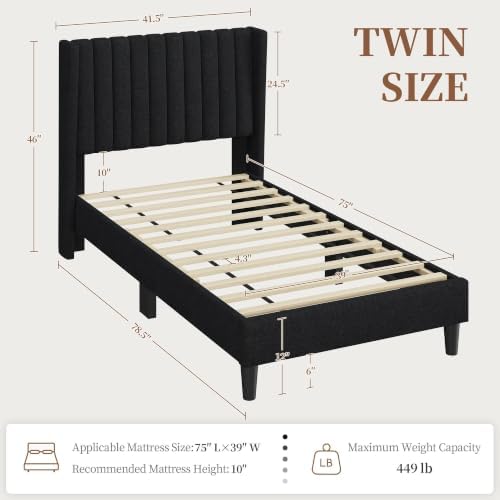 Yaheetech Twin Bed Frame with Headboard - Image 2