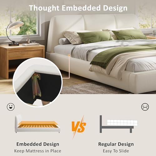 Christopher Knight Home Hazel Upholstered King Size Bed and Headboard, Linen - Image 6