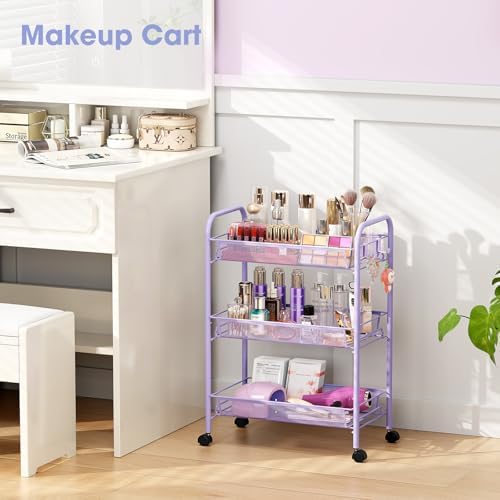 TOOLF 3 Tier Rolling Cart, Metal Utility Storage Cart - Image 5