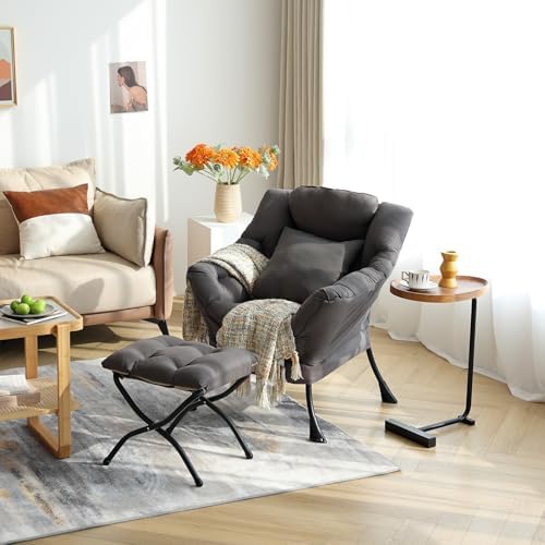 Lazy Chair with Ottoman, Lounge Arm Chair with Pillow and Folding Footrest - Image 2