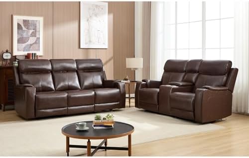 CANMOV Genuine Leather Power Recliner Sofa Set by CANMOV