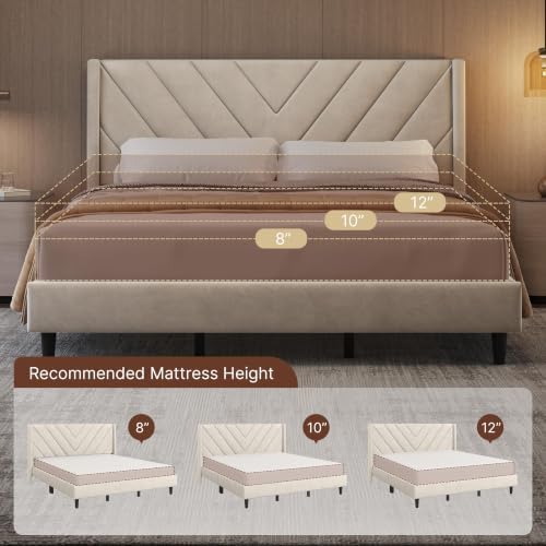Yaheetech King Bed Frame with Chevron Channel-Tufted Headboard - Image 6
