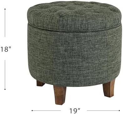 HomePop 19" Button Tufted Round Storage Ottoman - Image 3