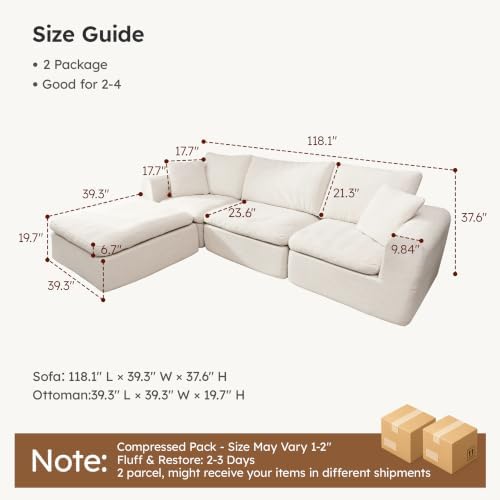 Modular Sectional Cloud Sofa, No Assembly Oversized Boneless Couch - Image 2