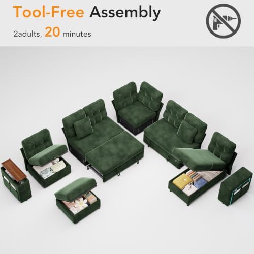 Vipbear 130" Modular Sectional Sleeper Sofa - Image 5