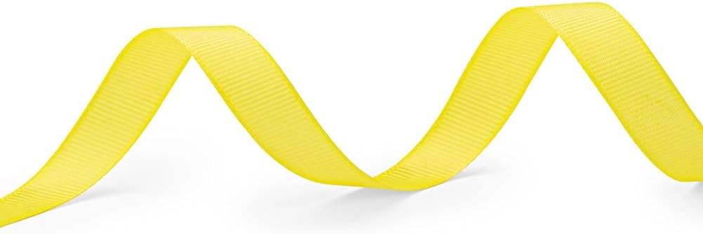 LIUYAXI 5/8" X 50 Yards Solid Yellow Grosgrain Ribbon, Perfect for Crafts, Wedding Decor, DIY Hair Accessories, Sewing, Gift Package Wrapping and More