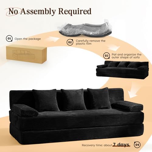 78.7IN Convertible Folding Sofa Bed, 3 Seater Sleeper Sofa Couch - Image 3