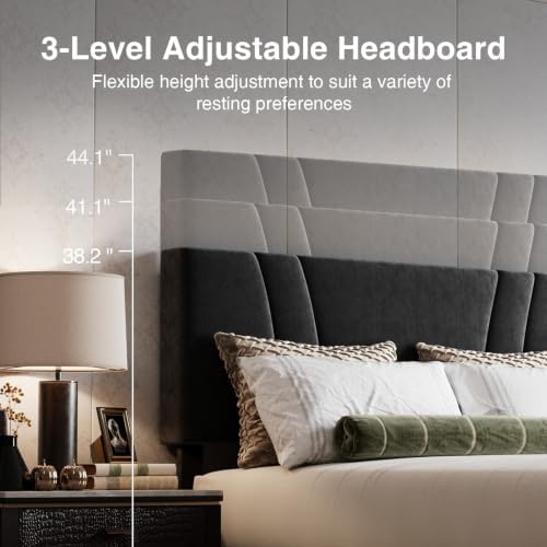 Novilla King Lift Up Storage Bed Frame/Charging Station/LED Light - Image 6