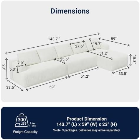 Avenco Modular Sectional Sofa, Boneless Couches - Image 2