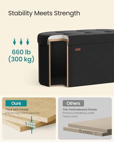 SONGMICS Folding Ottoman with Storage, Oval Bench, Velvet Fabric - Image 4