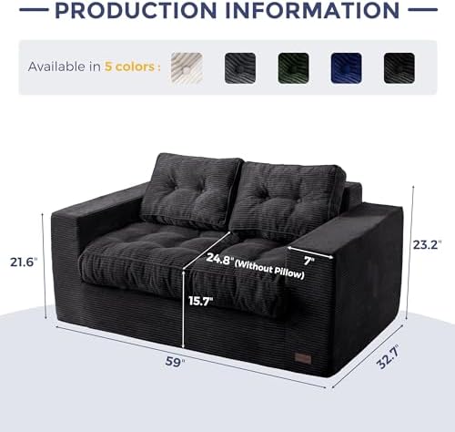 MAXYOYO Loveseat Sofa Couch, Upholstered Bean Bag Chair Cloud Seat - Image 2