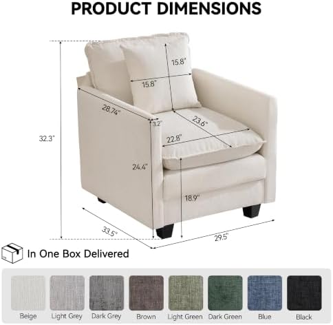 30'' Cloud Single Couch, Cloud Sofa - Image 2