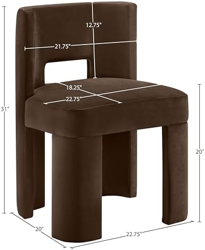 Meridian Furniture Zuno Brown Velvet Performance Fabric Dining Chair - Image 3