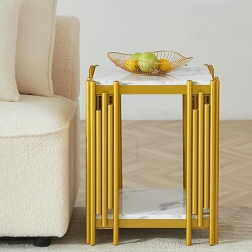 White Marble Coffee Table Set of 3, Faux Marble Coffee Table - Image 6