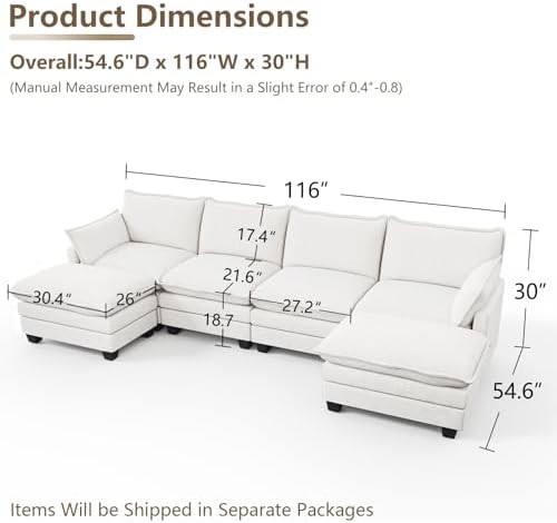 Modular Sectional Couch for Living Room, U Shaped Comfy Sofa - Image 2