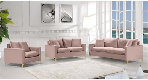 Meridian Furniture Naomi Collection Modern | Contemporary Pink Velvet - Image 7