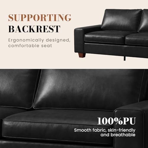 COUCHOICE Modern Faux Leather Loveseat Sofa Couch - Image 3