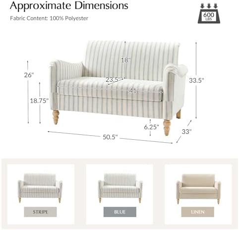 50.5 Inch Mid-century Upholstered Loveseat Sofa - Image 2