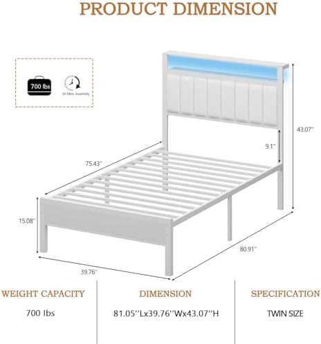 Furnulem White Twin Bed Frames - Image 2
