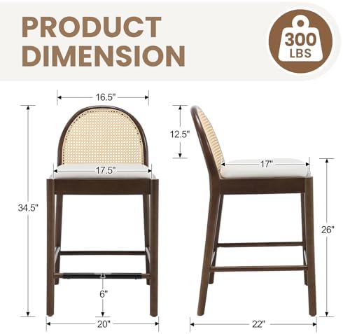 DUOMAY Modern Linen Counter Stools Set of 4, 26 Inch Seat Height Counter Height - Image 2