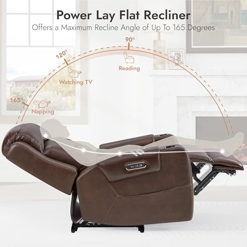 Watson & Whitely Oversized Genuine Leather Power Recliner Chair, Dark Brown - Image 4