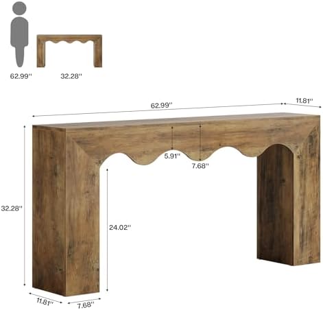 Tribesigns 63" Farmhouse Console Table, Wooden Couch Table Behind Sofa - Image 2