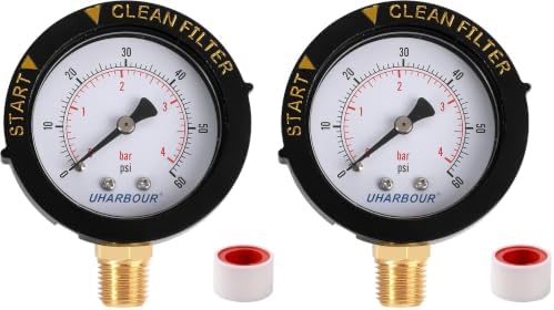 UHARBOUR Pool Filter Pressure Gauge 60psi 1/4" NPT Bottom Mount, Pool Pump by UHARBOURINSTRUMENT