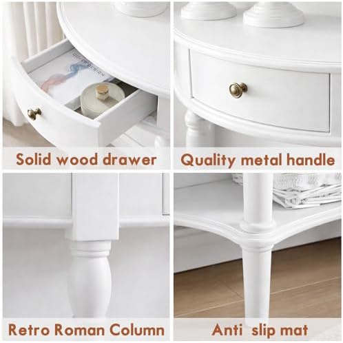 Half Moon Console Table Solid Wood Vintage Entryway Table - Image 6