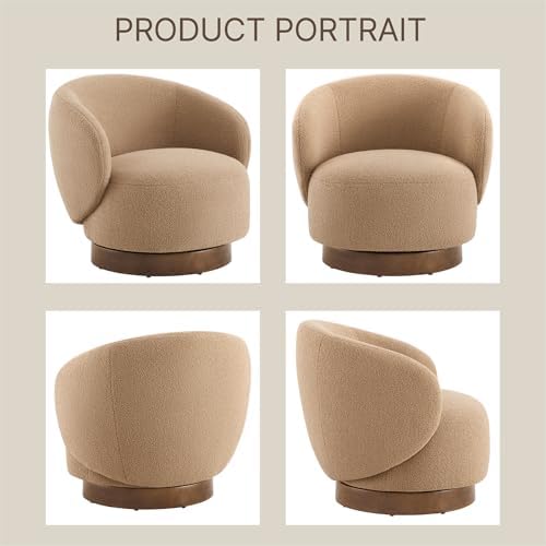 KISLOT Swivel Barrel Accent Chair, Boucle Fabric - Image 5
