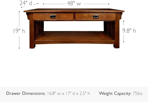 Leick Home Mission Coffee Table, Medium Oak - Image 3